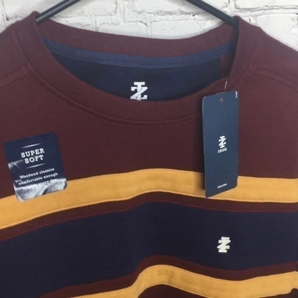 IZOD fleece colorblock crewneck pullover shirt